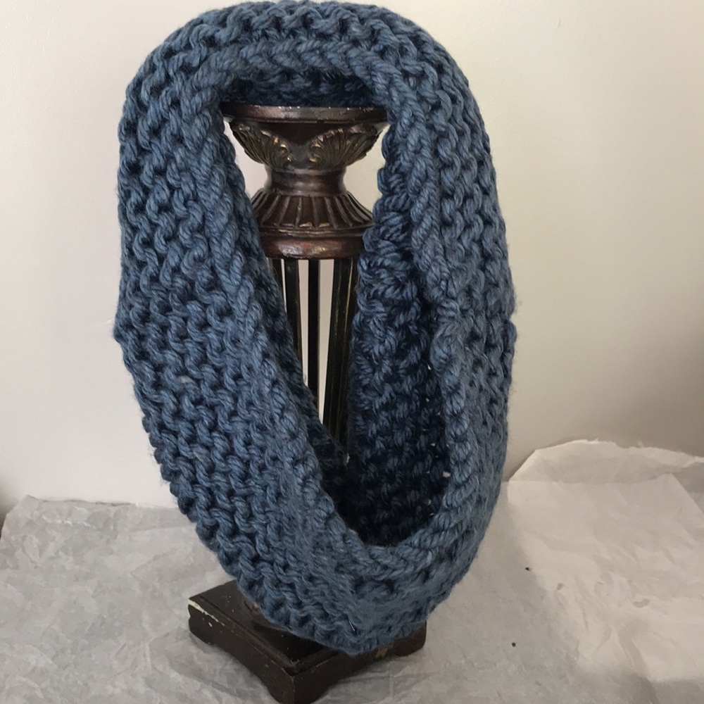 Hand knit Blue Scarf